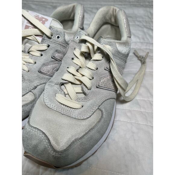 New Balance Women's 574 Gray Beige Sparkly Size 9 - Picture 5 of 8